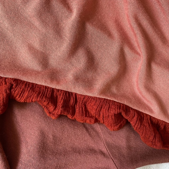 Anthropologie Meadow Rue Dusty Rose Soft Modal oversized Ruffled Boho Top. Sz M - Picture 6 of 15